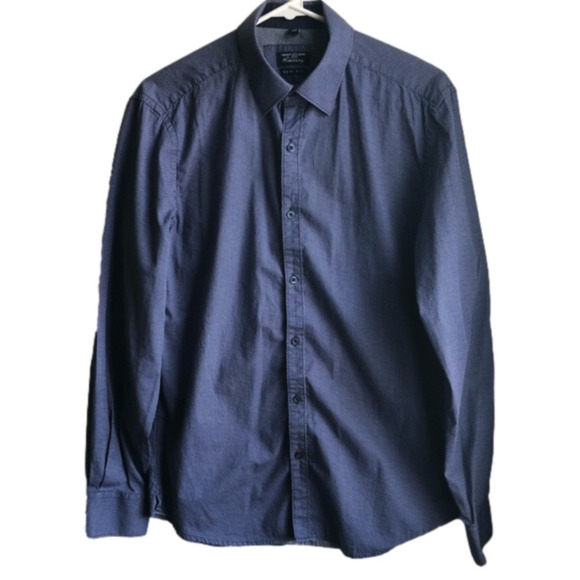 Point Zero Luxury blue polka dot button shirt - Picture 2 of 10